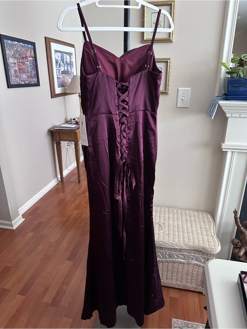 Burgundy Cowl-Neck Formal Maxi Dress - Picture 4 of 6